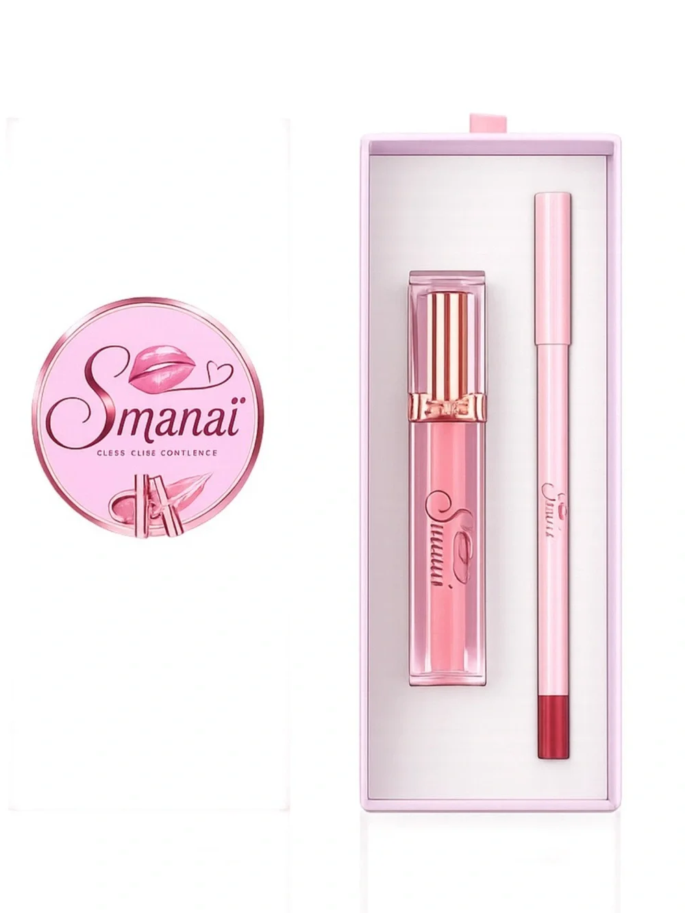 Pink Lip Gloss & Liner Set - Soft Pink